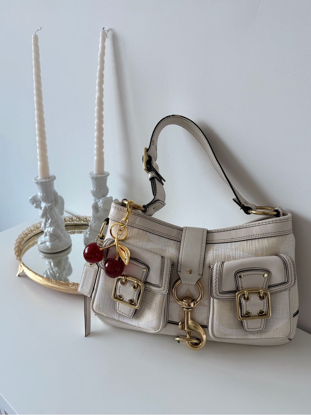 2006 Coach Legacy Mandy Linen Canvas Shoulder Bag